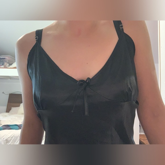 Black Satin Slip Dress - Picture 3 of 3